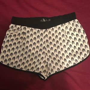 Black and cream fabric shorts